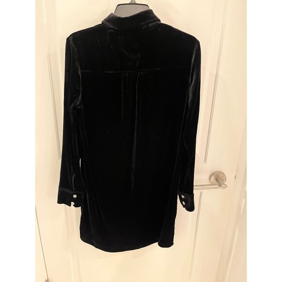 Faherty Stretch Silk Velvet Genevieve Shirt Dress Black Size SMALL S - Picture 10 of 12